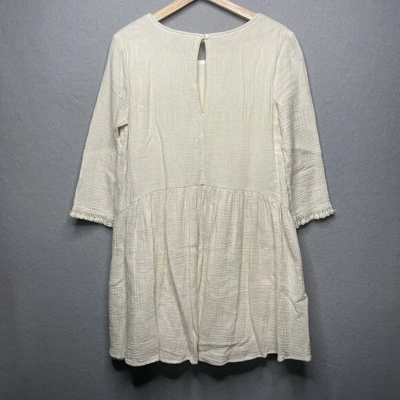 Anthropologie Eri + Ali Boho Pheasant Dress XXS Cream - Picture 4 of 6
